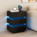 Advwin Bedside Table 3 Drawers With with Charging Station