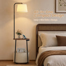 Advwin Floor Lamp with Round Side Table Rustic Brown