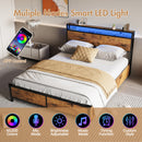 Advwin Bed Frame with 4 Storage Drawers & Charging Station