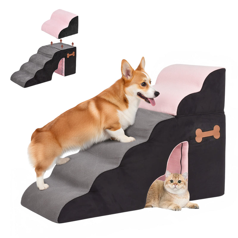 Advwin 2 in 1 High Pet Stairs with Tunnel 6 Steps