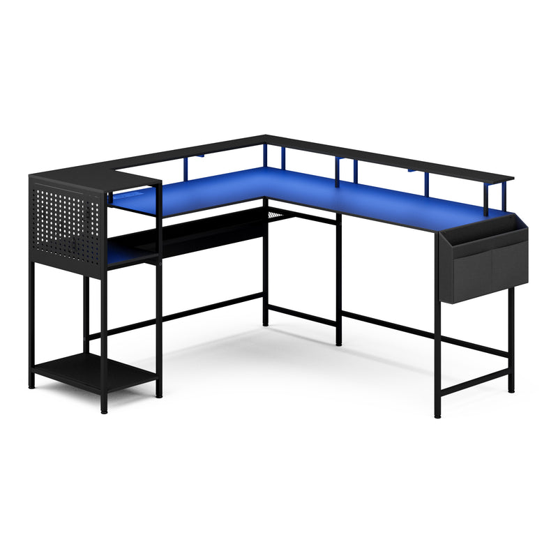 Advwin 150cm L Shaped Computer Desk w/ LED Lights