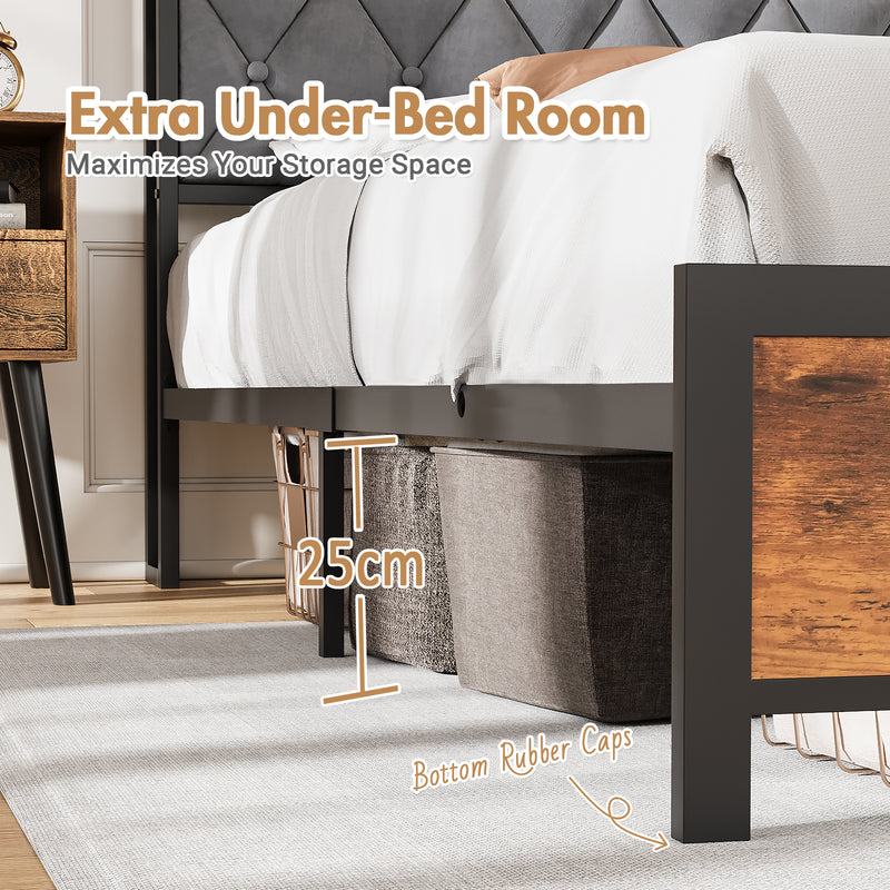 Advwin RGB LED Lights Bed Frame w/Charging Station