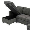 Advwin 253cm U Shaped Chenille Sectional Sofa w/ Pull Out Bed