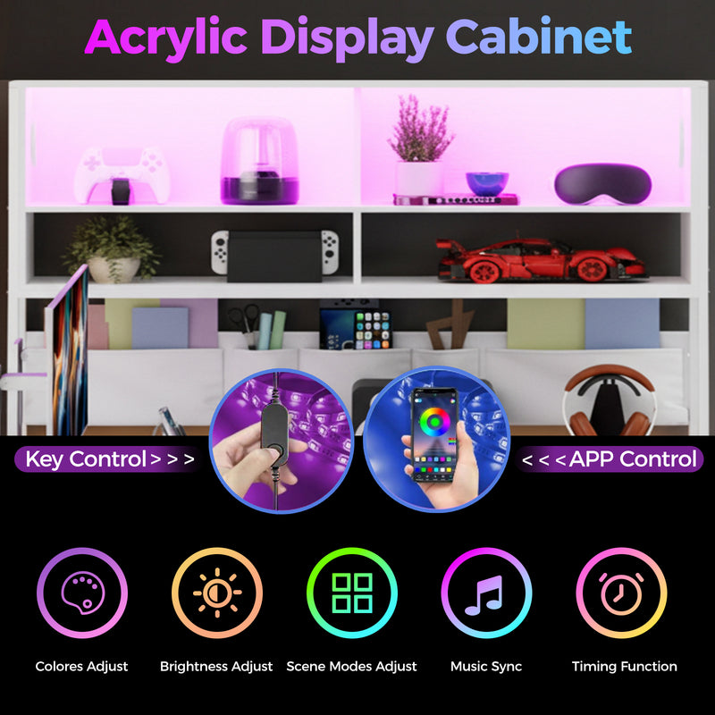 Advwin L Shaped Gaming Desk with LED Lights 130cm