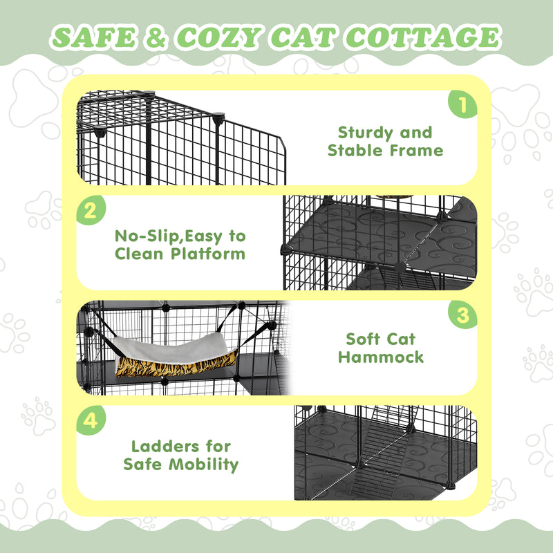 Advwin Cat Enclosures DIY Pet Kennels Playpen for 1-6 Cats