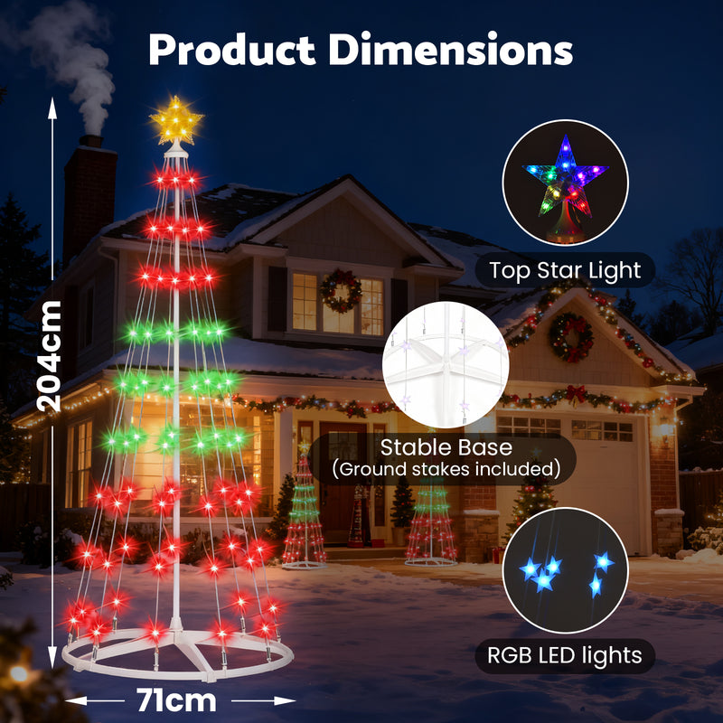 Advwin 204cm Christmas Cone Tree Lights with LED Lights