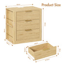 Advwin Fluted Bedside Table w/ 3 Drawers Natural Wood