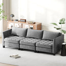 Advwin 3-Seater Chenille Sectional Couch 265cm Gray