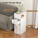 Advwin Narrow Sofa End Table with Drawer 25cm