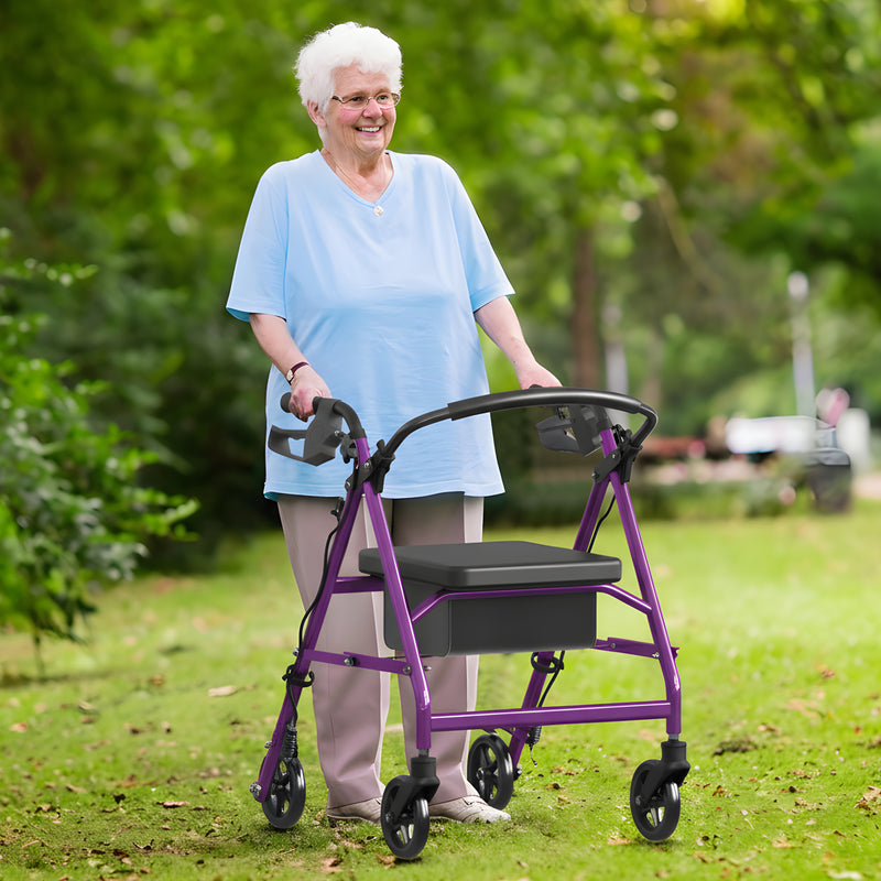 Advwin 4 Wheels Rollator Walker with Dual Brake System