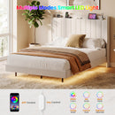 Advwin Velvet Floating Bed Frame with RGB LED