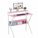 Advwin 80cm Computer Desk with Monitor Stand Pink