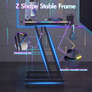 Advwin 120cm Z-Shape LED Gaming Desk w/ Mouse Pad