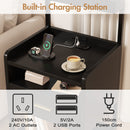 Advwin Bedside Table with Charging Station LED Lights