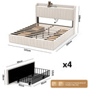 Advwin Bed Frame with Storage Drawers Beige