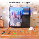 Advwin 3‑in‑1 Dresser with Hanging Rack LED Lights