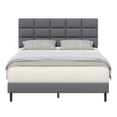 Advwin Linen Upholstered Bed Frame w/ Adjustable Headboard