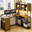 Advwin L Shaped Gaming Desk with LED Lights 148cm