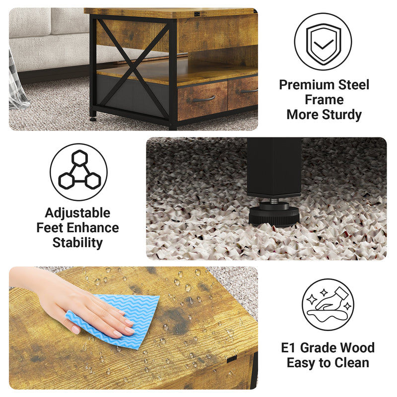Advwin 4-in-1 LED Lift Top Coffee Table