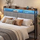 Advwin Storage Headboard Upholstered with Charging Station