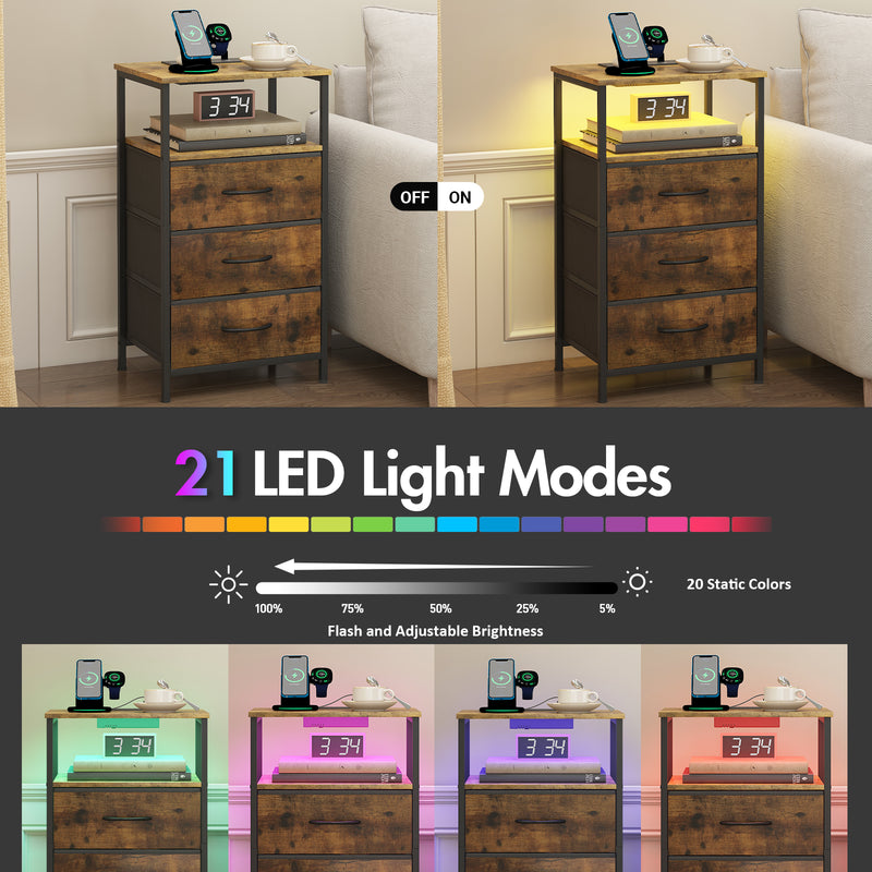 Advwin LED Bedside Table With Charging Station(Pre-order)