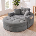 Advwin Oversized Round Chaise Lounge Sofa with Ottoman