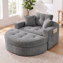 Advwin Oversized Round Chaise Lounge Sofa with Ottoman