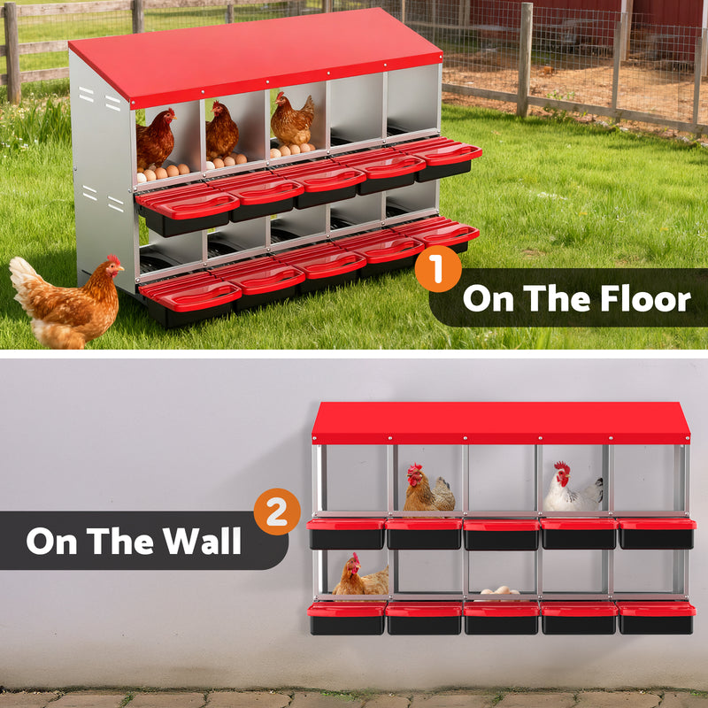 Advwin 10-Compartment Chicken Nesting Box Steel Coop