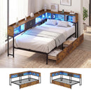 Advwin King Single Corner Bed Frame with Storage Drawers