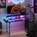 Advwin Reversible Gaming Desk with LED Lights & Outlets