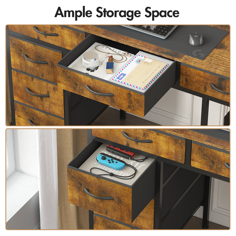 Advwin 120cm Gaming Desk with LED Lights & Drawers