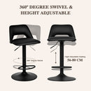 Advwin Set of 4 Bar Stools Adjustable Swivel Black