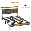 Advwin Queen Bed Frame with RGB LED & Charging Station