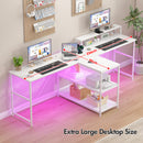 Advwin 236cm 2 Person LED Computer Desks w/ Power Outlets