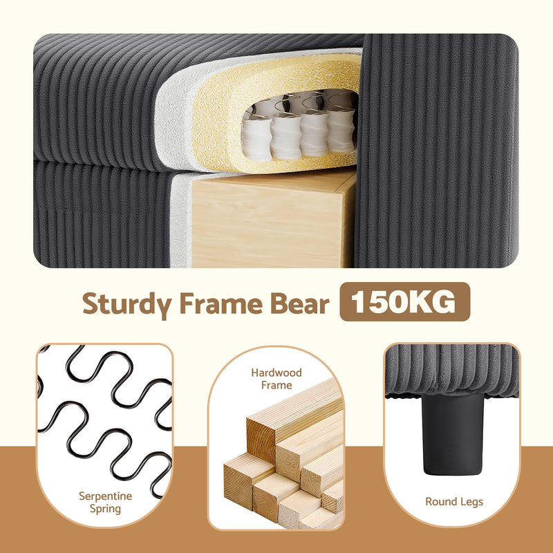 Advwin Corduroy Modular Sofa with Storage 256cm
