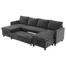 Advwin 253cm U Shaped Chenille Sectional Sofa w/ Pull Out Bed