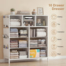 Advwin PU Dresser with 10 Drawers & Side Pockets White