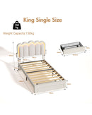 Advwin LED Bed Frame with Adjustable Headboard King Single