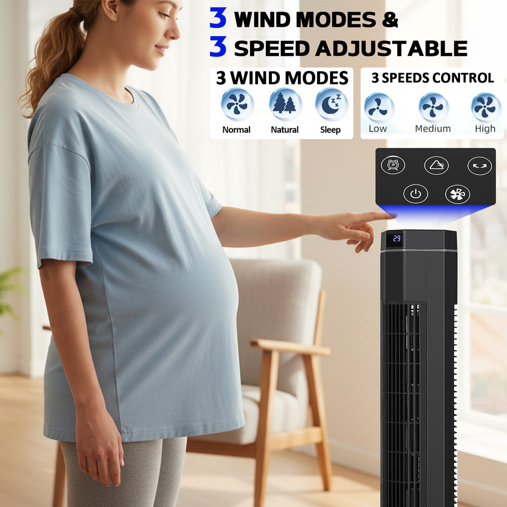Advwin Remote Advwin Electric Tower Fan w/ 90° Oscillation & Remote