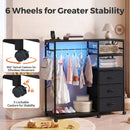 Advwin 3‑in‑1 Dresser with Hanging Rack LED Lights