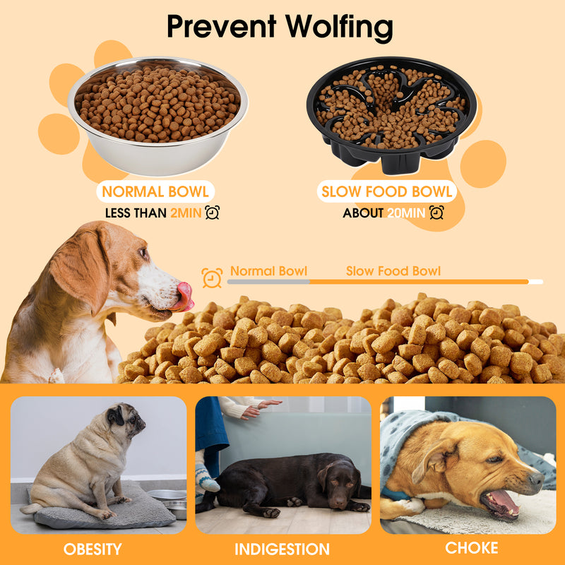 Advwin Adjustable Elevated Dog Bowls with Slow Feeder