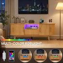 Advwin 157cm TV unit Cabinet w/ Power Outlet & LED Light