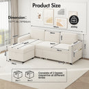 Advwin 3 Seater Sofa 197cm with Storage Ottoman Beige