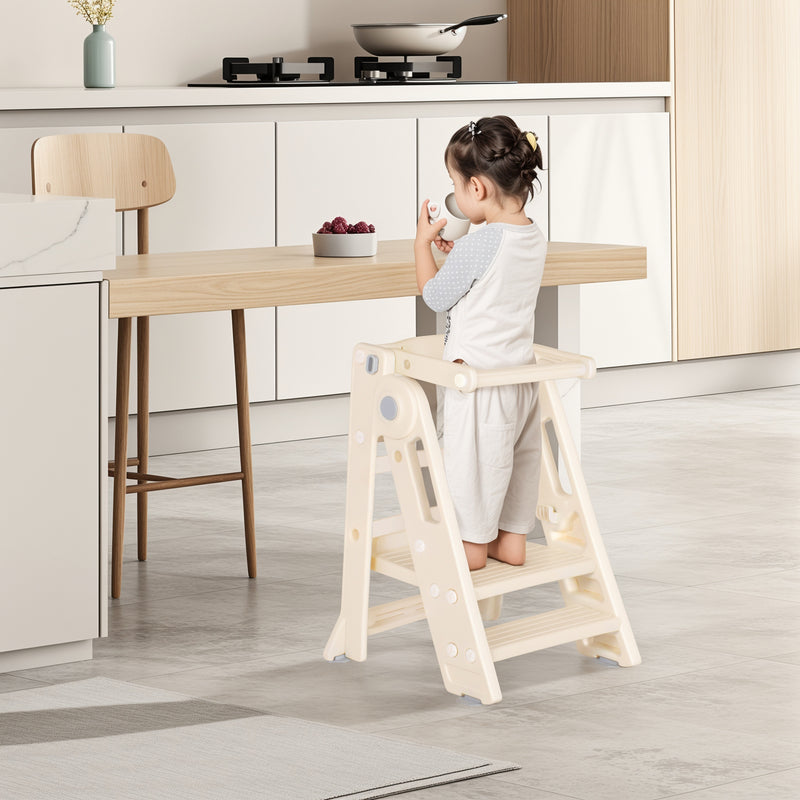 Advwin Adjustable Kids Step Stool with Safety Rail