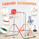 Advwin Kids Foldable Gymnastics Bar  with Basketball Hoop & Swing