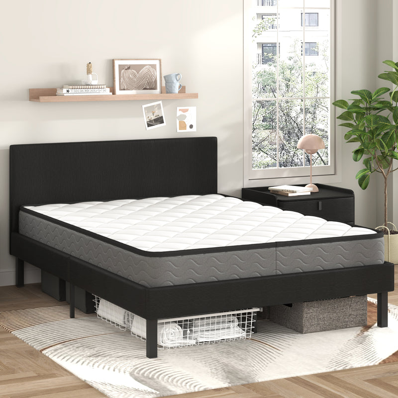 Advwin Bed Frame Double Size Mattress Base Leather