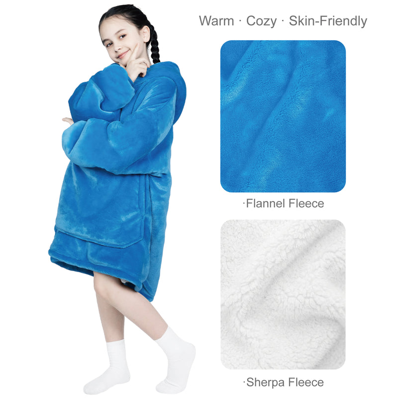 Advwin Oversized Sherpa Wearable Blanket Hoodie Kids