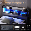 Advwin Bed Frame with RGB LED and Charging Station