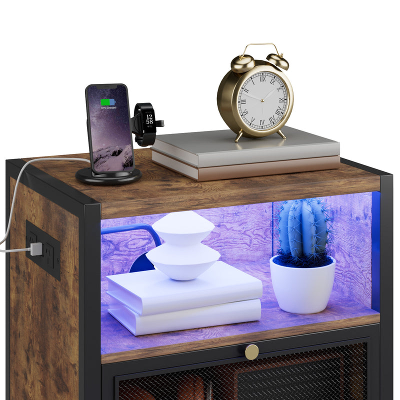 Advwin LED Bedside Table with Charging Station