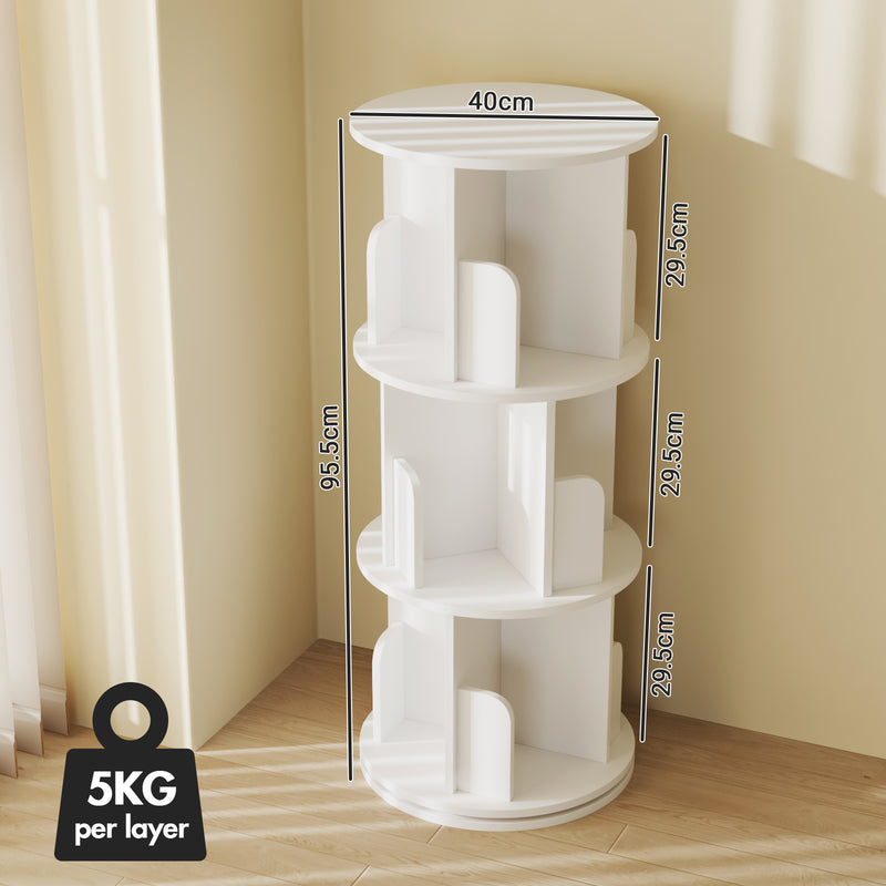 Advwin 3 Tiers Rotating Bookshelf Corner Bookcase Cabinet(Pre-order)